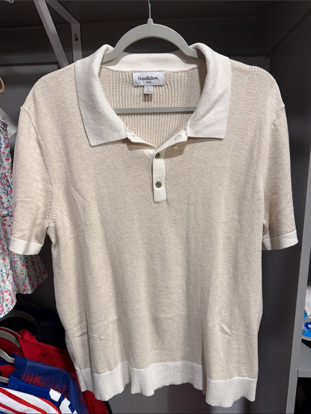 Goodfellow & Co Men’s Short Sleeve Polo - Cream